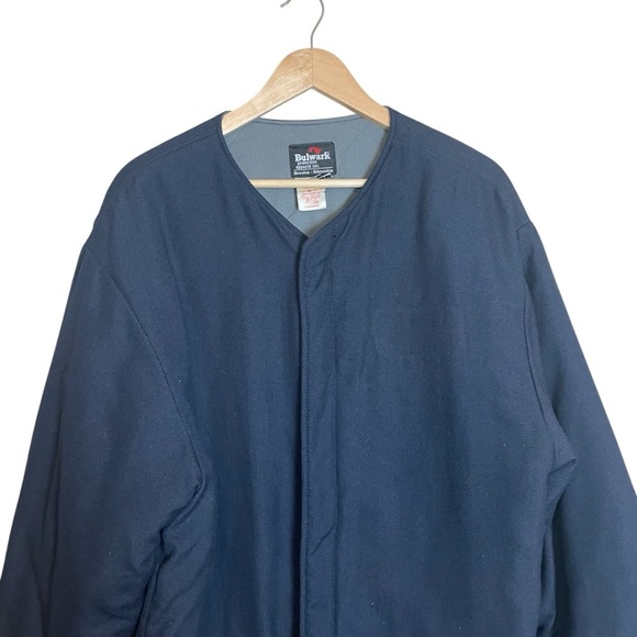 Bulwark FR Flame Resistant Jacket Men’s XXL 2XL Navy Blue Quilted Snap Up Work - Picture 2 of 12